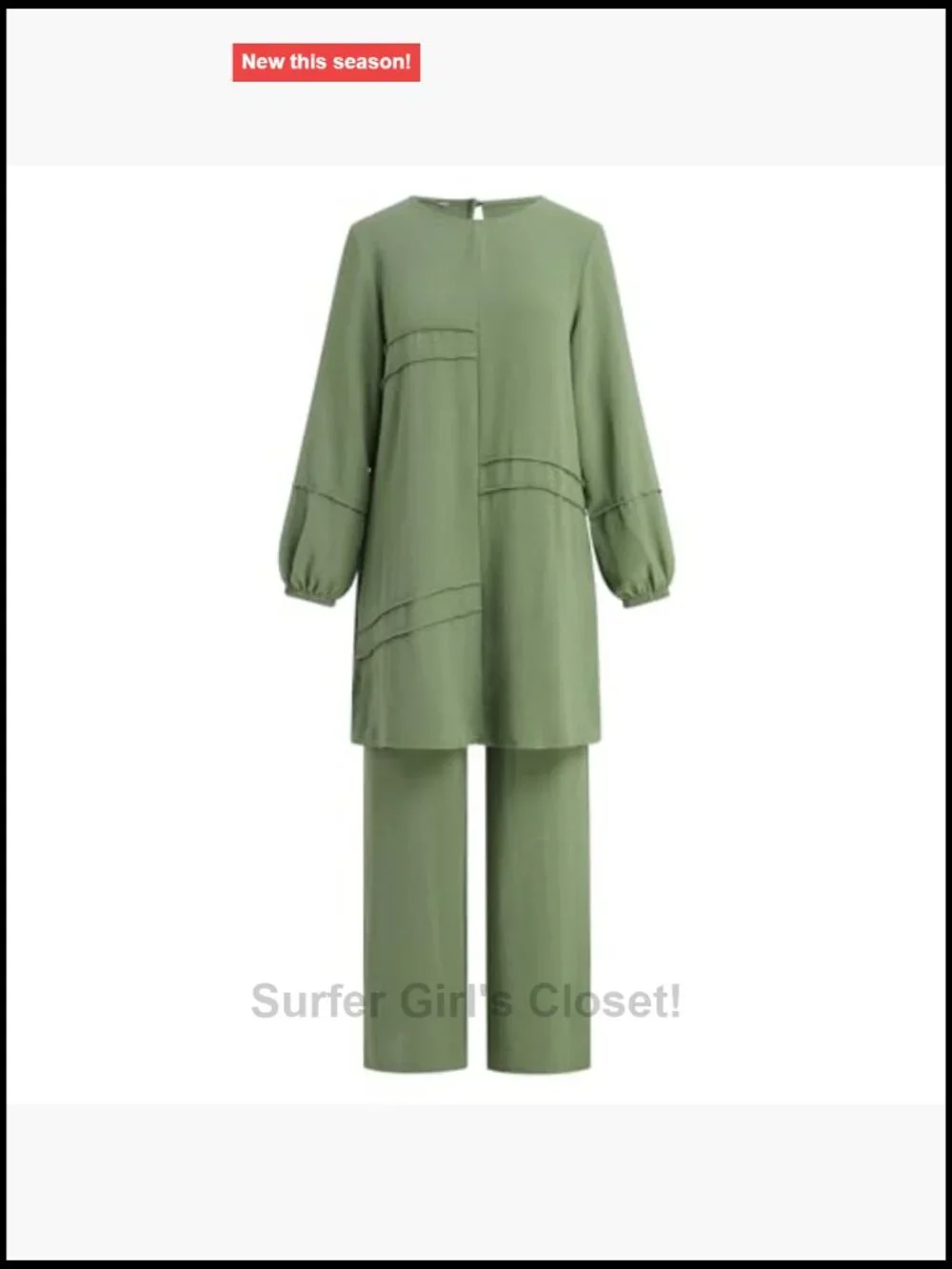 Muslim Abaya 2 Piece Set Long Sleeve Top Wide Leg Pants Modest Loose Fit Prayer